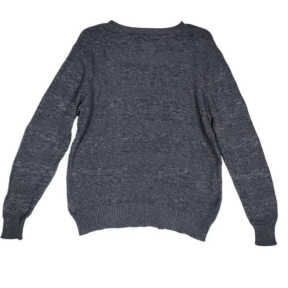 VTG ACA JOE Knitted Pullover Crewneck Sweater Size Large Steel Blue 100% Cotton - Picture 6 of 8
